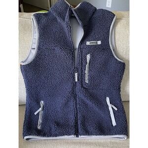 Columbia Vest Women's Medium Sherpa Blue Fleece Full Zip Gorpcore Hiking Camping